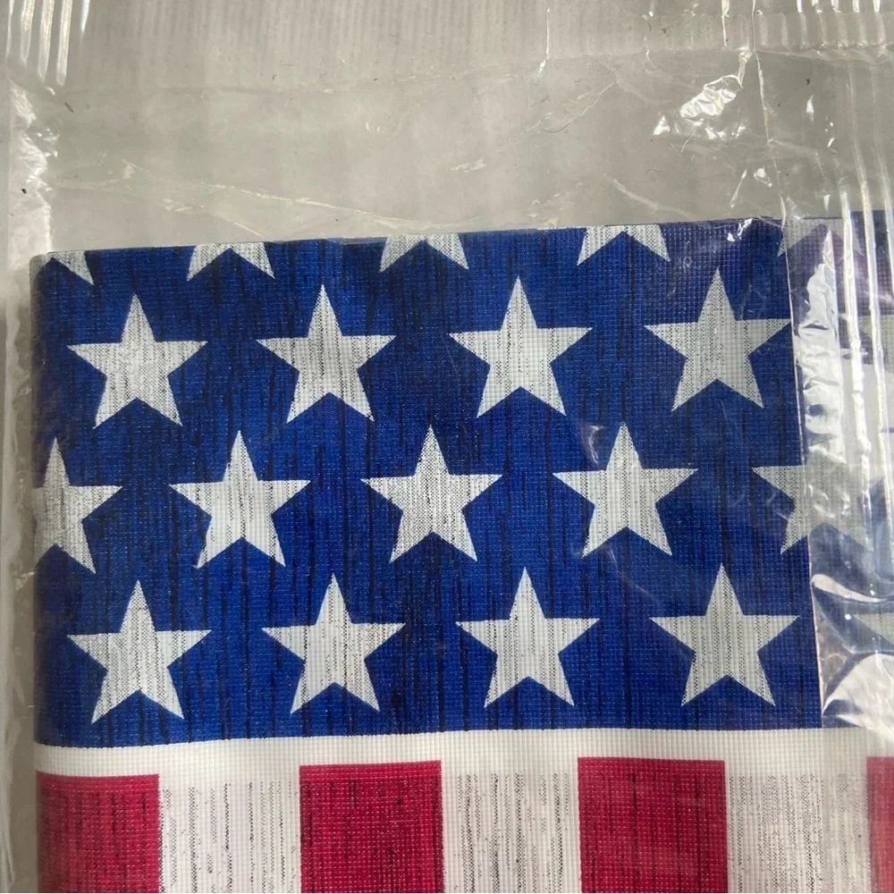 American Flag Plastic Table Cover Leak Proof  American Greetings 48in X 88 in